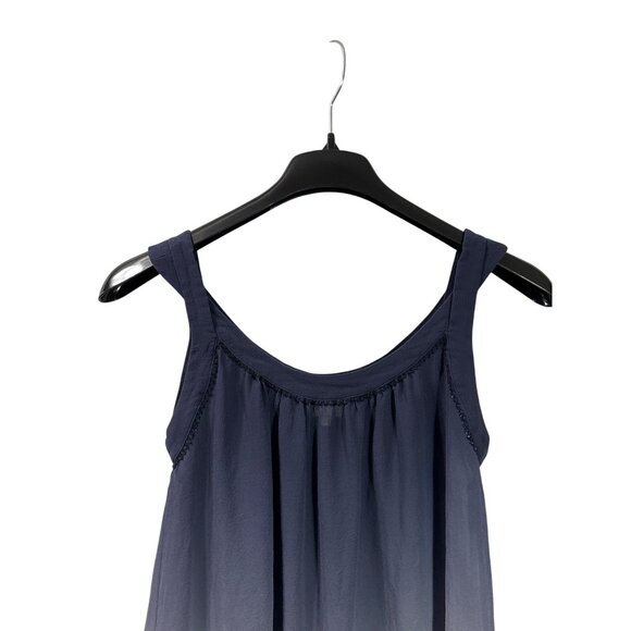 Anthropologie Postmark Silk Tank Top Sleeveless Size 8 Ombre Gradient Blue Cream - Picture 2 of 9